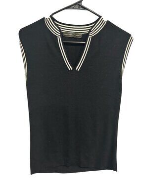 Linda Matthews Womens Black Sleeveless Knit Top Collegiate Dark Academia